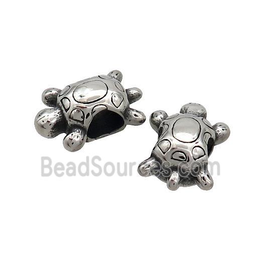 Stainless Steel Beads Tortoise Large Hole Antique Silver