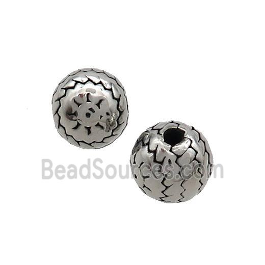 Stainless Steel Round Beads Antique Silver