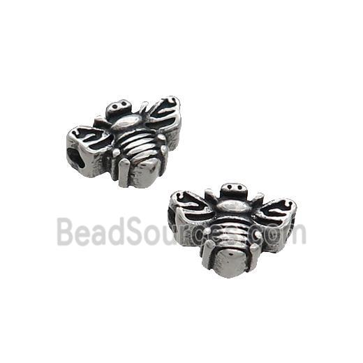 Stainless Steel Honeybee Beads Antique Silver