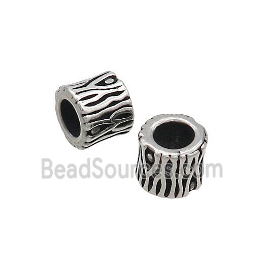 Stainless Steel Tube Beads Large Hole Antique Silver