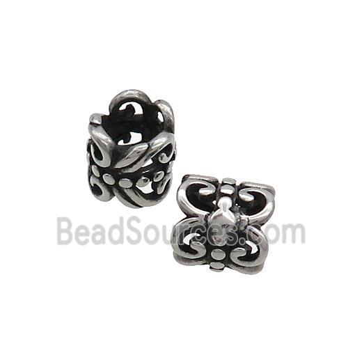 Stainless Steel Tube Beads Large Hole Antique Silver