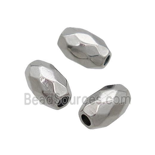 Raw Stainless Steel Rice Beads Faceted Barrel