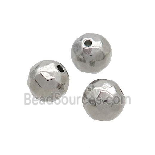 Raw Stainless Steel Round Beads Faceted