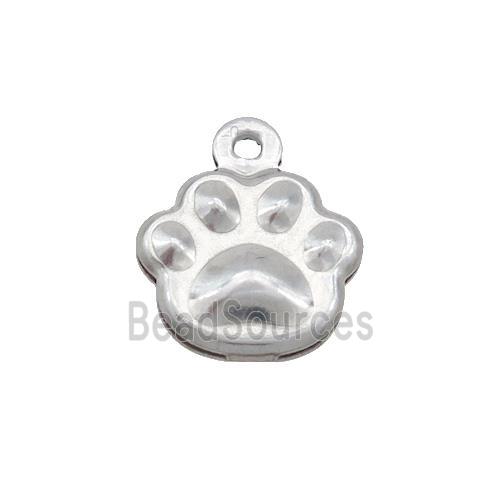 Raw Stainless Steel Paw Pendant