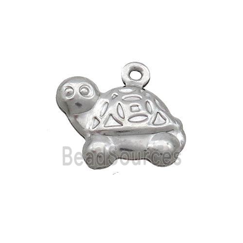 Raw Stainless Steel Tortoise Charm Pendant