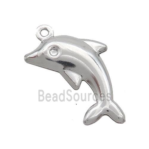 Raw Stainless Steel Dolphin Charm Pendant