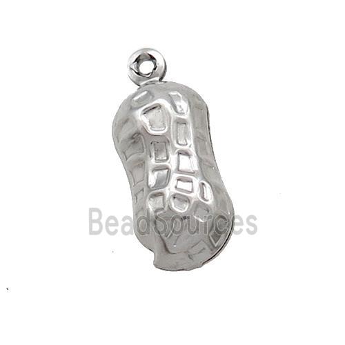 Raw Stainless Steel Peanut Charm Pendant