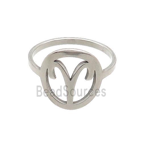 Raw Stainless Steel Rings Zodiac Aries