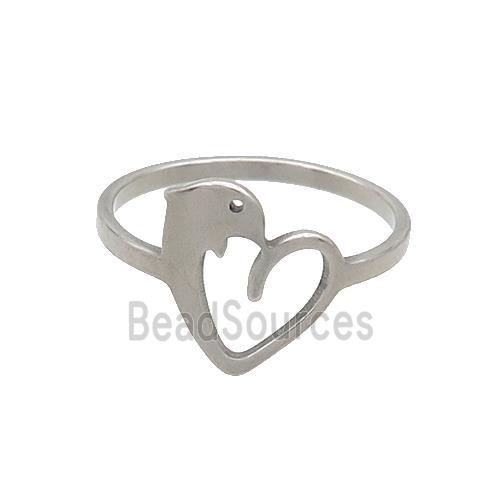 Raw Stainless Steel Rings Dolphin