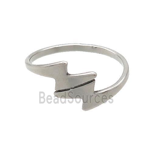 Raw Stainless Steel Rings Lightning Symbols