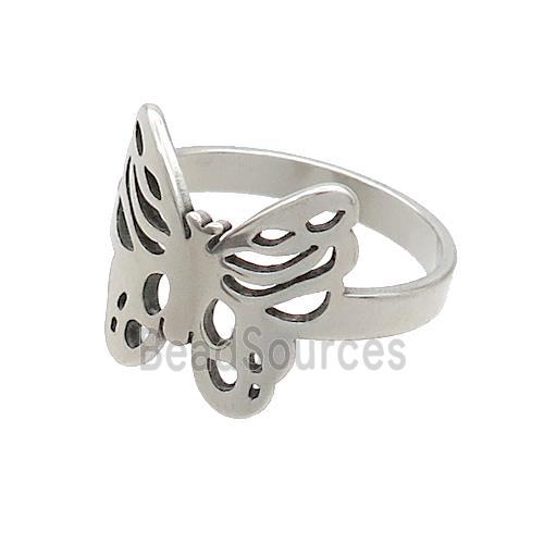 Raw Stainless Steel Rings Butterfly