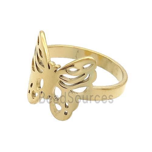 Stainless Steel Rings Butterfly Gold Plated