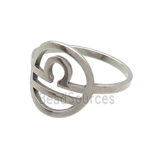 Raw Stainless Steel Rings Zodiac Libra