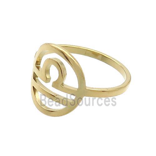 Stainless Steel Rings Zodiac Libra Gold Plated