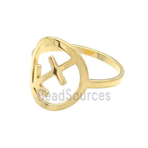 Stainless Steel Rings Zodiac Sagittarius Gold Plated