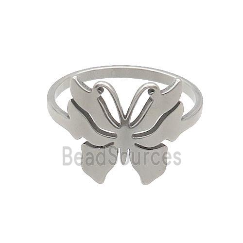 Raw Stainless Steel Rings Butterfly