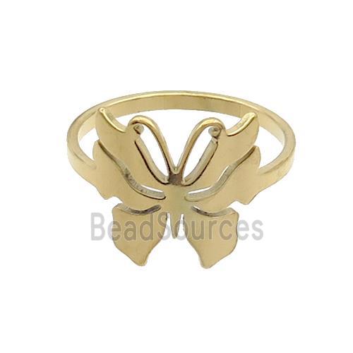 Stainless Steel Rings Butterfly Gold Plated