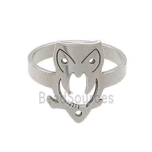 Raw Stainless Steel Owl Rings