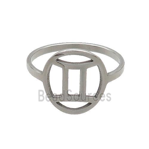 Raw Stainless Steel Rings Zodiac Gemini