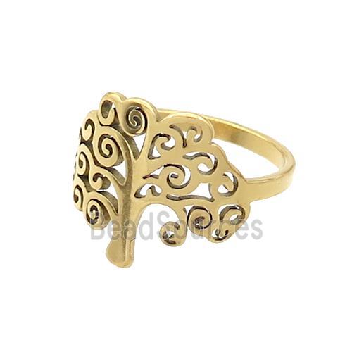 Stainless Steel Rings Tree Gold Plated