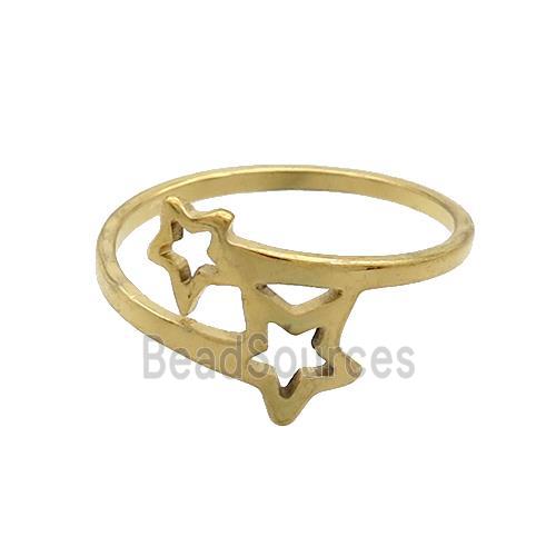 Stainless Steel Rings Star Gold Plated