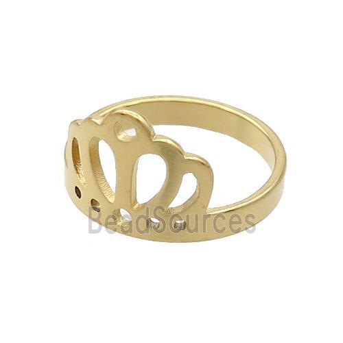 Stainless Steel Crown Rings Gold Plated