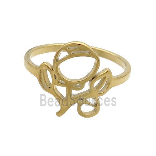 Stainless Steel Rings Flower Gold Plated