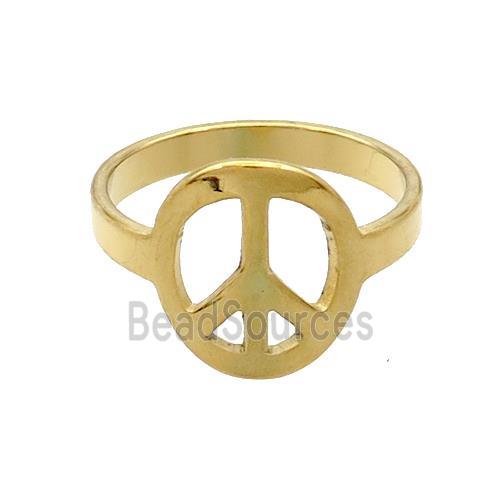 Stainless Steel Rings Peace Signs Gold Plated