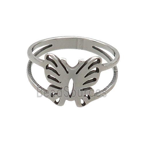 Raw Stainless Steel Rings Butterfly