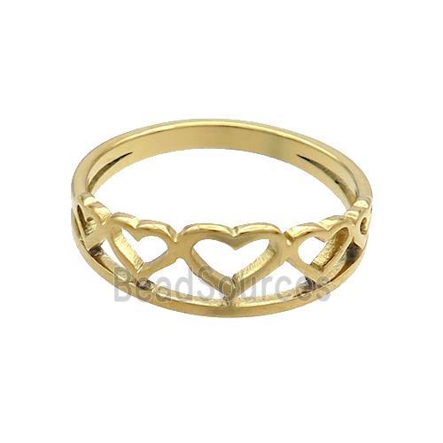 Stainless Steel Rings Heart Gold Plated