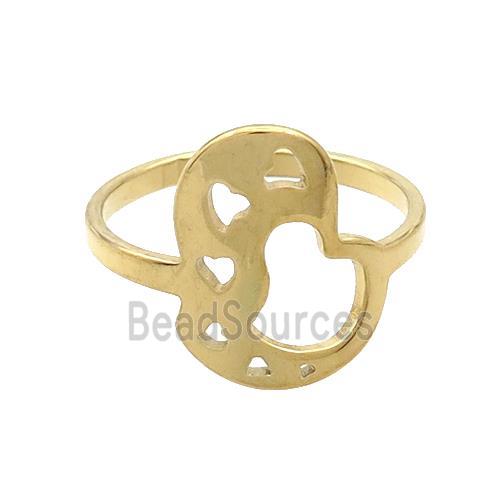 Stainless Steel Rings Heart Gold Plated