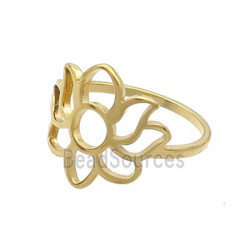 Stainless Steel Rings Flower Gold Plated