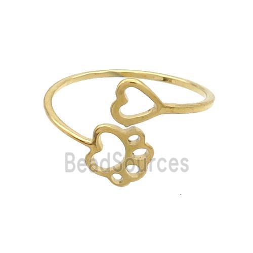 Stainless Steel Rings Paw Gold Plated