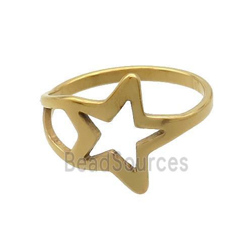 Stainless Steel Star Rings Gold Plated