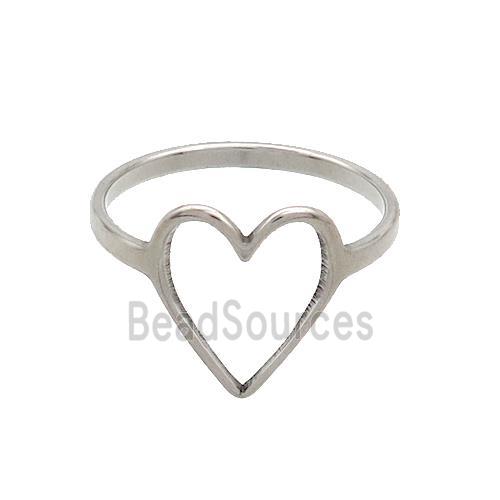 Raw Stainless Steel Heart Rings