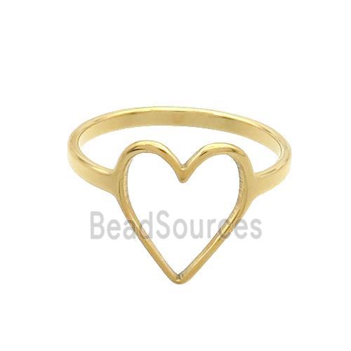 Stainless Steel Heart Rings Gold Plated