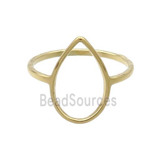 Stainless Steel Rings Teardrop Gold Plated