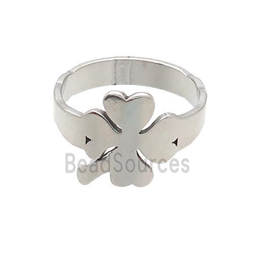 Raw Stainless Steel Clover Rings