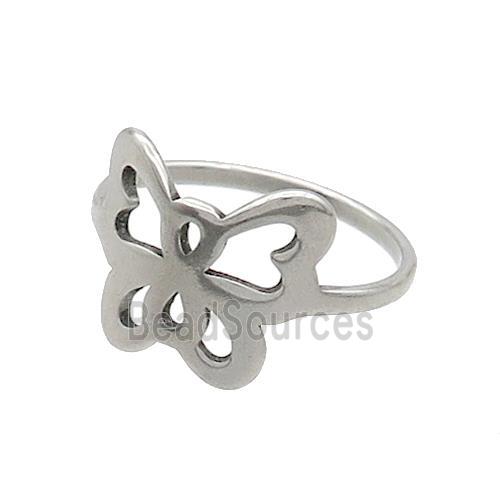 Raw Stainless Steel Rings Butterfly