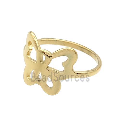 Stainless Steel Rings Butterfly Gold Plated