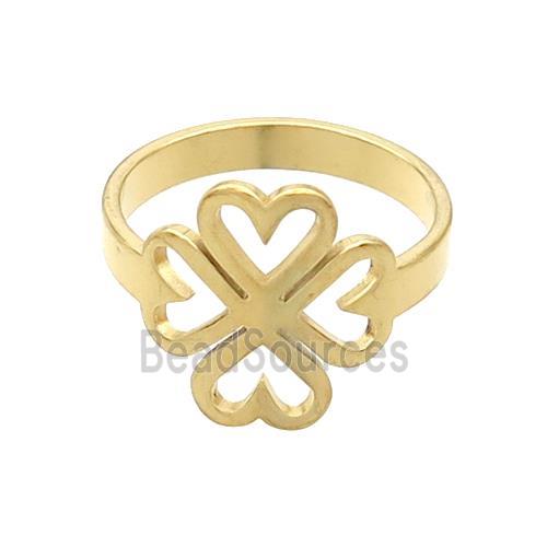 Stainless Steel Rings Heart Gold Plated