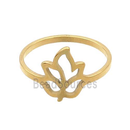 Stainless Steel Flower Tulip Rings Flower Gold Plated