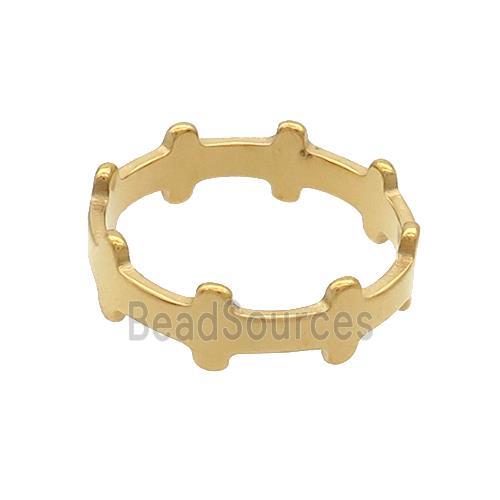 Stainless Steel Rings Crosses Gold Plated