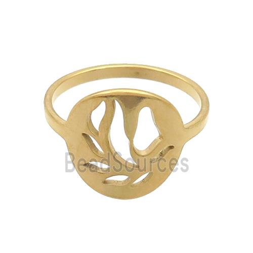 Stainless Steel Rings Flower Gold Plated