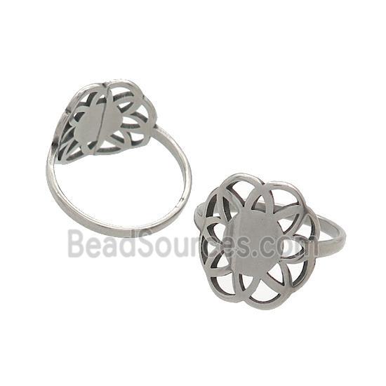 Raw Stainless Steel Rings Flower