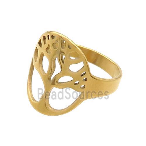 Stainless Steel Rings Tree Of Life Gold Plated