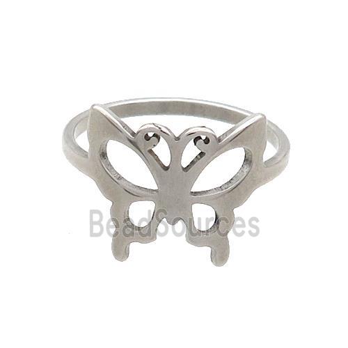 Raw Stainless Steel Rings Butterfly