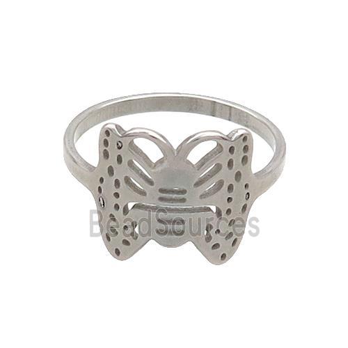 Raw Stainless Steel Butterfly Rings