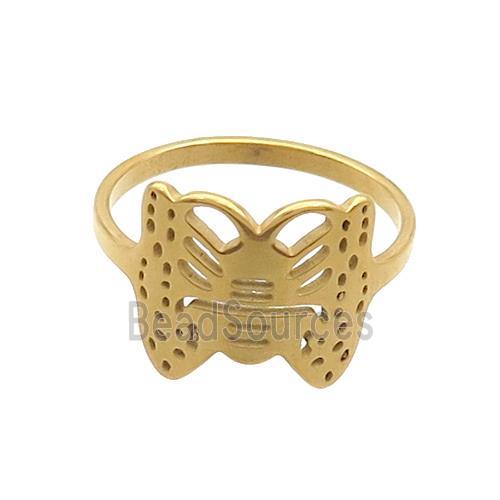 Stainless Steel Butterfly Rings Gold Plated