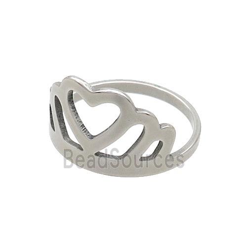 Raw Stainless Steel Heart Crown Rings